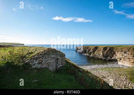 Grande Bretagne, Ecosse, îles Orcades, Birsay, reconstruction de cabane de pêche traditionnels Banque D'Images