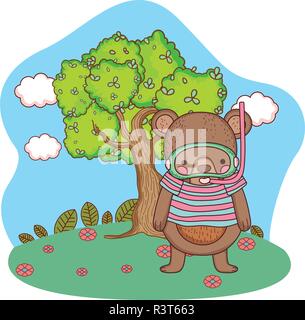 Mignon petit ours avec tuba dans le domaine de la conception d'illustration vectorielle Illustration de Vecteur