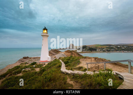 Nouvelle Zélande, île du Nord, Wellington, côte Wairarapa, Castle Point Lighthouse Banque D'Images