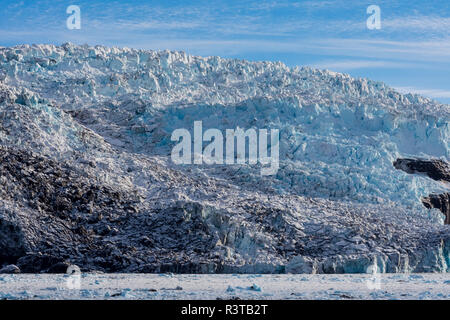 Le Groenland. Scoresby Sund. Gasefjord. Visage de Magga Dan glacier. Banque D'Images