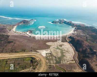 L'Indonésie, Lombok, vue aérienne de Mandalika Kuta Banque D'Images