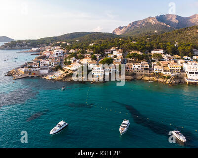 L'Espagne, Îles Baléares, Mallorca, vue aérienne de la baie de Sant Elm Banque D'Images