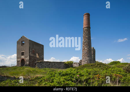 L'Irlande, le comté de Waterford, Copper Coast, Tankardstown Cornish, mine de cuivre de style maison du moteur Banque D'Images