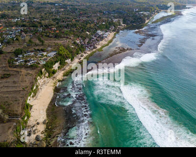 L'INDONÉSIE, Bali, vue aérienne de Bingin beach Banque D'Images