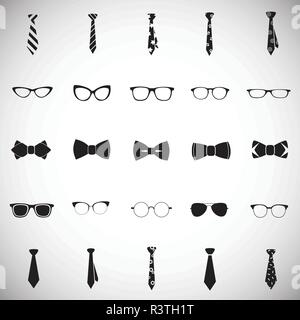 Accessoires de mode Bow Tie lunettes situé sur fond blanc Illustration de Vecteur