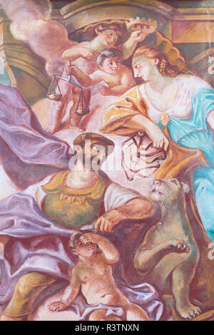 Fresque sur mur de l'Altes Rathaus (Ancien hôtel de ville), Bamberg (Site du patrimoine mondial de l'UNESCO), Bavière, Allemagne Banque D'Images