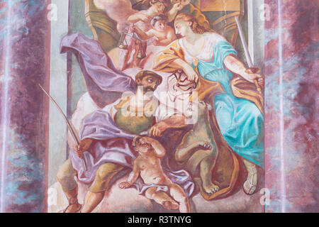 Fresque sur mur de l'Altes Rathaus (Ancien hôtel de ville), Bamberg (Site du patrimoine mondial de l'UNESCO), Bavière, Allemagne Banque D'Images