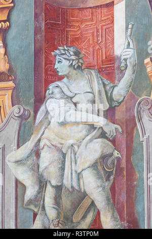 Fresque sur mur de l'Altes Rathaus (Ancien hôtel de ville), Bamberg (Site du patrimoine mondial de l'UNESCO), Bavière, Allemagne Banque D'Images