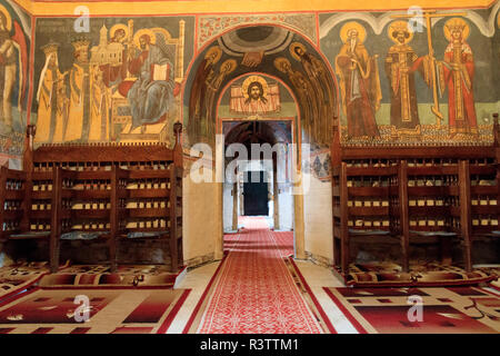 La Roumanie. La Bucovine, Moldovita, renommée pour monastères peints. Banque D'Images