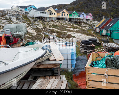 La vie moderne trimestre aux maisons colorées. La proximité icefjord est inscrit comme site du patrimoine mondial de l'UNESCO. Le Groenland, Danemark Banque D'Images