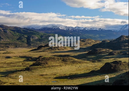 Le Chili, d'Aysen, Valle Chacabuco. Le paysage de steppe de Patagonie Parc. Banque D'Images