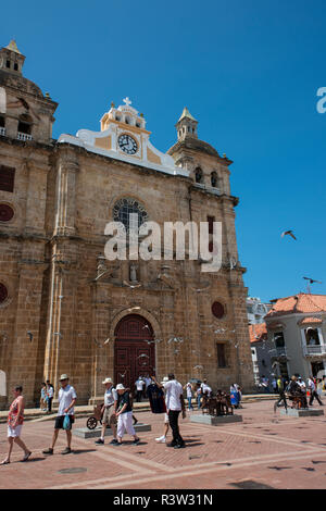 L'Amérique du Sud, Colombie, Cartagena. Vieille Ville historique fortifiée le centre-ville, à l'UNESCO. Saint Pierre Claver, Plaza de San Pedro Claver aka. Banque D'Images