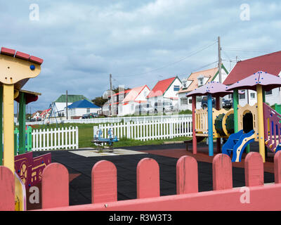 Cottages colons, la vieille ville de Stanley, capitale des îles Malouines. (Usage éditorial uniquement) Banque D'Images