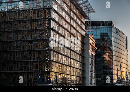 Vue sur le Quartier Européen bureaux du rond-point Schuman à Bruxelles, Belgique Banque D'Images