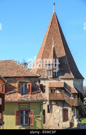 Roumanie, Mures County, Sighisoara, cordonniers' Tower, l'un des symboles de la ville.. Banque D'Images