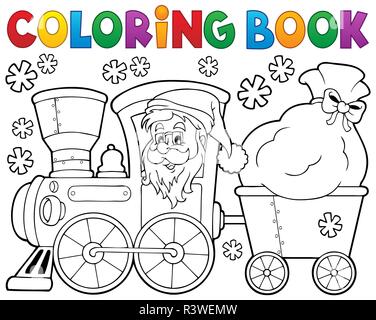 Christmas train 1 livre de coloriage Banque D'Images