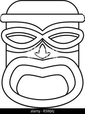 Hawaii tiki bois icône idole. Contours hawaii idole tiki bois icône vecteur pour la conception web isolé sur fond blanc Illustration de Vecteur