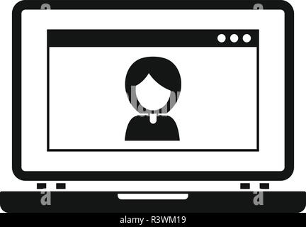 L'icône de chat vidéo pour ordinateur portable. Simple illustration de chat vidéo pour ordinateur portable pour l'icône vecteur web design isolé sur fond blanc Illustration de Vecteur