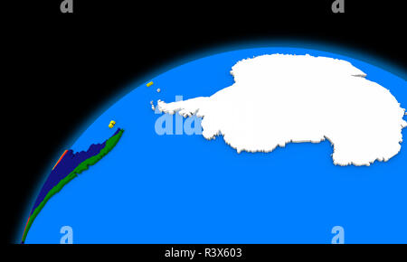 L'Antarctique sur la planète Terre politique plan Banque D'Images