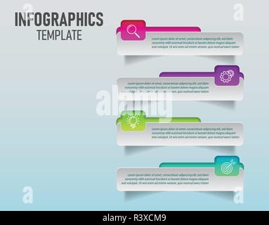 Le vecteur d'infographies colorées modèle pour votre planification d'affaires avec 4 étapes, infographie timeline des éléments de votre marketing. télévision vecteur. Illustration de Vecteur