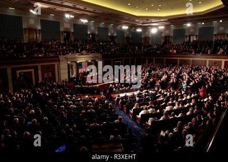 Le président Donald Trump donne un discours devant une session conjointe du Congrès le 28 février 2017 Banque D'Images