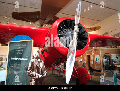 Amelia Earhart's Lockheed Vega 5B au Smithsonian Air and Space Museum. Banque D'Images