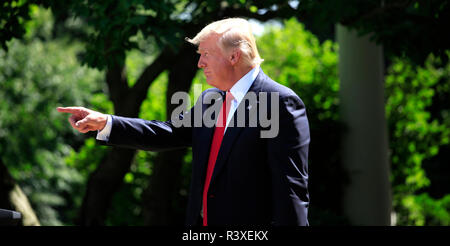 Le président Donald Trump annonce sa décision sur l'Accord de Paris. L'annonce a été faite à la Maison Blanche Rose Garden le 31 mai 2017 Banque D'Images