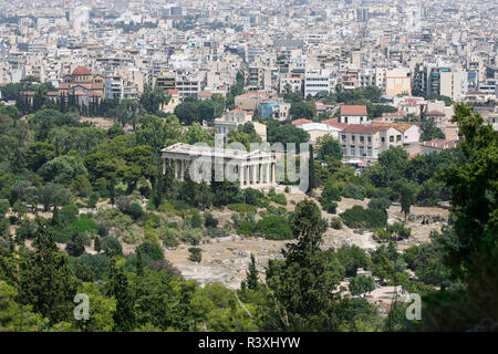 Vue depuis le haut de Temple d'Héphaïstos, Athènes Grèce Banque D'Images