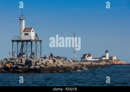 USA, Massachusetts, Cape Ann, Gloucester, l'Est Point Lighthouse Banque D'Images