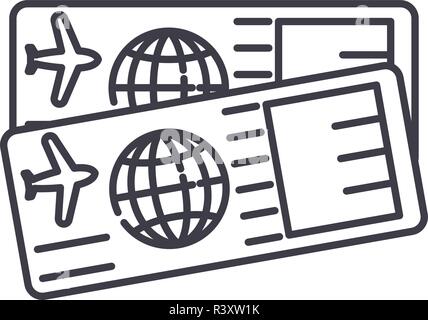 Les billets d'avion icône ligne concept. Les billets d'avion vector illustration linéaire, symbole, d'un signe Illustration de Vecteur