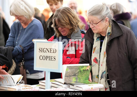 Hay Festival Week-end d'hiver, Hay-on-Wye, au Pays de Galles, UK - Samedi 24 Novembre 2018 - Visiteurs parcourir les nouveaux livres et a signé des exemplaires dans la librairie du Festival - cette années Hay Festival Week-end hiver dispose de plus de 40 événements et sessions - Photo Steven Mai / Alamy Live News Banque D'Images