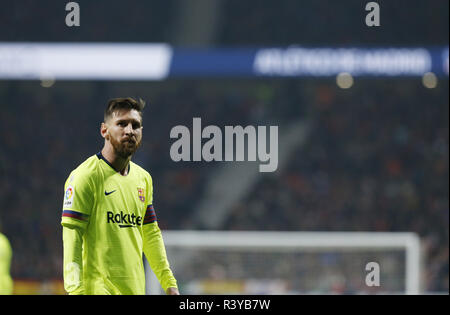 Madrid, Madrid, Espagne. 24 Nov, 2018. Lionel Messi (FC Barcelone) vu réagir au cours de l'espagnol La Liga match entre l'Atletico Madrid et Barcelone au stade Wanda Metropolitano de Madrid. Credit : Manu Haiti/SOPA Images/ZUMA/Alamy Fil Live News Banque D'Images