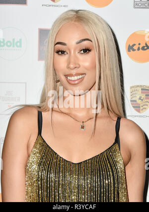 Snoochie timide assiste à un dîner pour collecter des fonds pour les enfants, un organisme qui appuie les enfants handicapés, les jeunes et leurs familles à Riverbank Park Plaza le 24 novembre 2018, Londres, Royaume-Uni. Credit Photo : Alamy/Capital Live News Banque D'Images