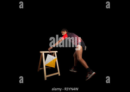 Au point de contrôle de frappe l'homme Banque D'Images