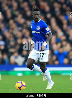 Idrissa Gueye d'Everton pendant le match de la Premier League à Goodison Park, Liverpool. APPUYEZ SUR ASSOCIATION photo. Date de la photo: Samedi 24 novembre 2018. Voir PA Story SOCCER Everton. Le crédit photo devrait se lire comme suit : Peter Byrne/PA Wire. RESTRICTIONS : aucune utilisation avec des fichiers audio, vidéo, données, listes de présentoirs, logos de clubs/ligue ou services « en direct » non autorisés. Utilisation en ligne limitée à 75 images, pas d'émulation vidéo. Aucune utilisation dans les Paris, les jeux ou les publications de club/ligue/joueur unique. Banque D'Images