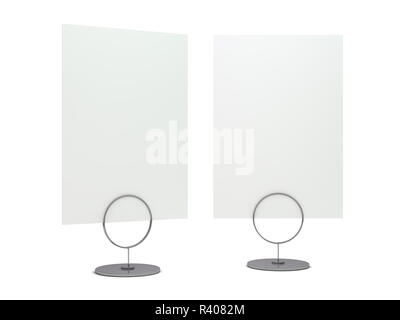 Support pour brochures avec des feuilles de papier blanc. Immersive. Le rendu 3D Banque D'Images