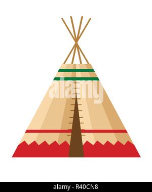 Tente indienne ou wigwam. Demeure de l'ONU du Canada, de Sibérie, d'Amérique du Nord. Maison de cuir. Télévision vector Illustration sur un fond blanc. Illustration de Vecteur