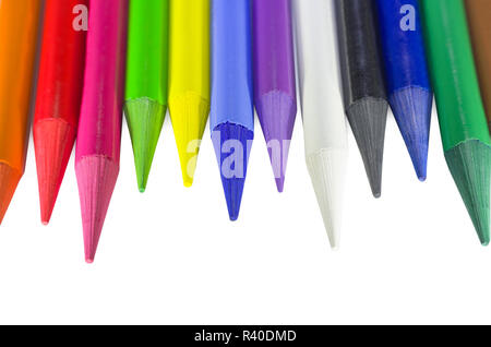 Unarranged Woodless Crayons de couleur Gros Plan Macro Banque D'Images