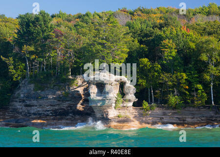 Le Michigan, l'Upper Peninsula, Pictured Rocks National Lakeshore, chapelle Rock Banque D'Images