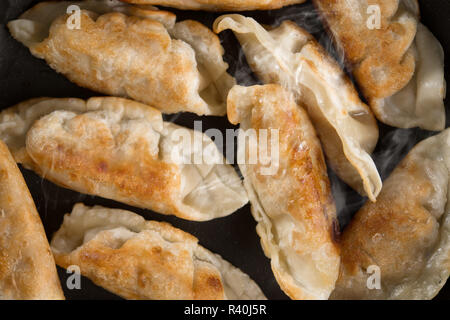 Close up Asian Food fried dumpling en plat de cuisson Banque D'Images