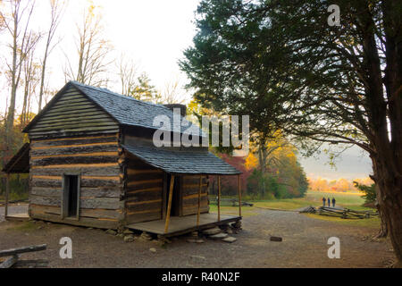 Cabine historique de Cades Cove, parc national des Great Smoky Mountains, New York Banque D'Images