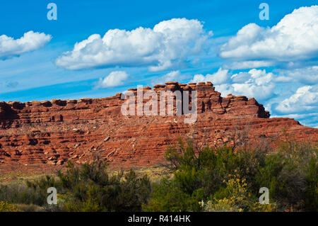 USA, Utah, Bluff, La Vallée des Dieux, cuirassé Rock, oreilles Ours National Monument Banque D'Images