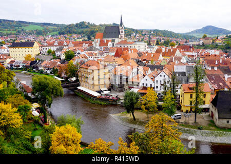 Vieille ville de Cesky Krumlov ville et fleuve Banque D'Images