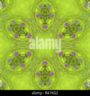 Résumé Contexte géométrique, floral seamless pattern ellipse dans des tons verts avec des éléments carrés Banque D'Images