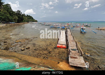 La rivière souterraine de Puerto Princesa Parc Nnal.à l'embarcadère des bateaux de touristes-Sabang-Palawan-Philippines-0788 Banque D'Images