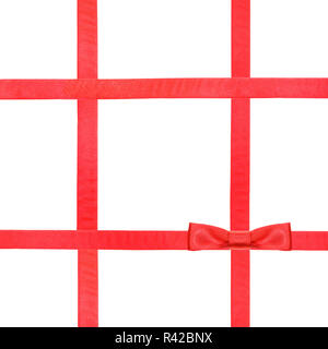Noeud de satin rouge et rubans sur blanc - set 35 Banque D'Images