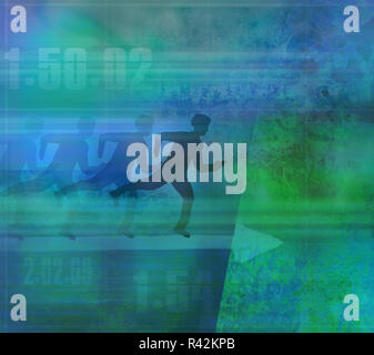 Sur la silhouette runner abstract background Banque D'Images