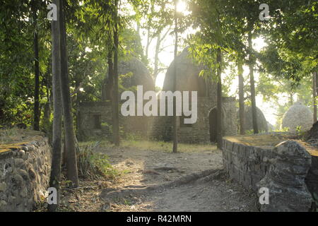 Aperçu de la méditation à l'ashram de dômes Beatles à Rishikesh, Inde Banque D'Images