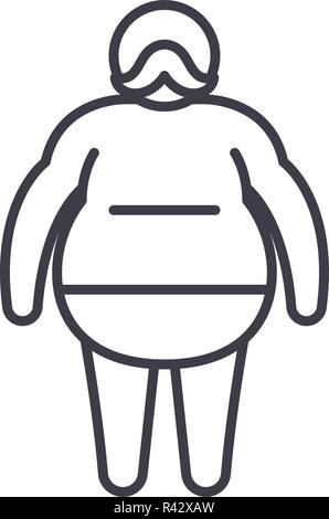 Gros homme icône ligne concept. Fat Man vector illustration linéaire, symbole, d'un signe Illustration de Vecteur