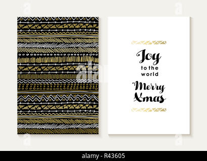 Joyeux Noël carte joie de modèle établi tribal or Banque D'Images